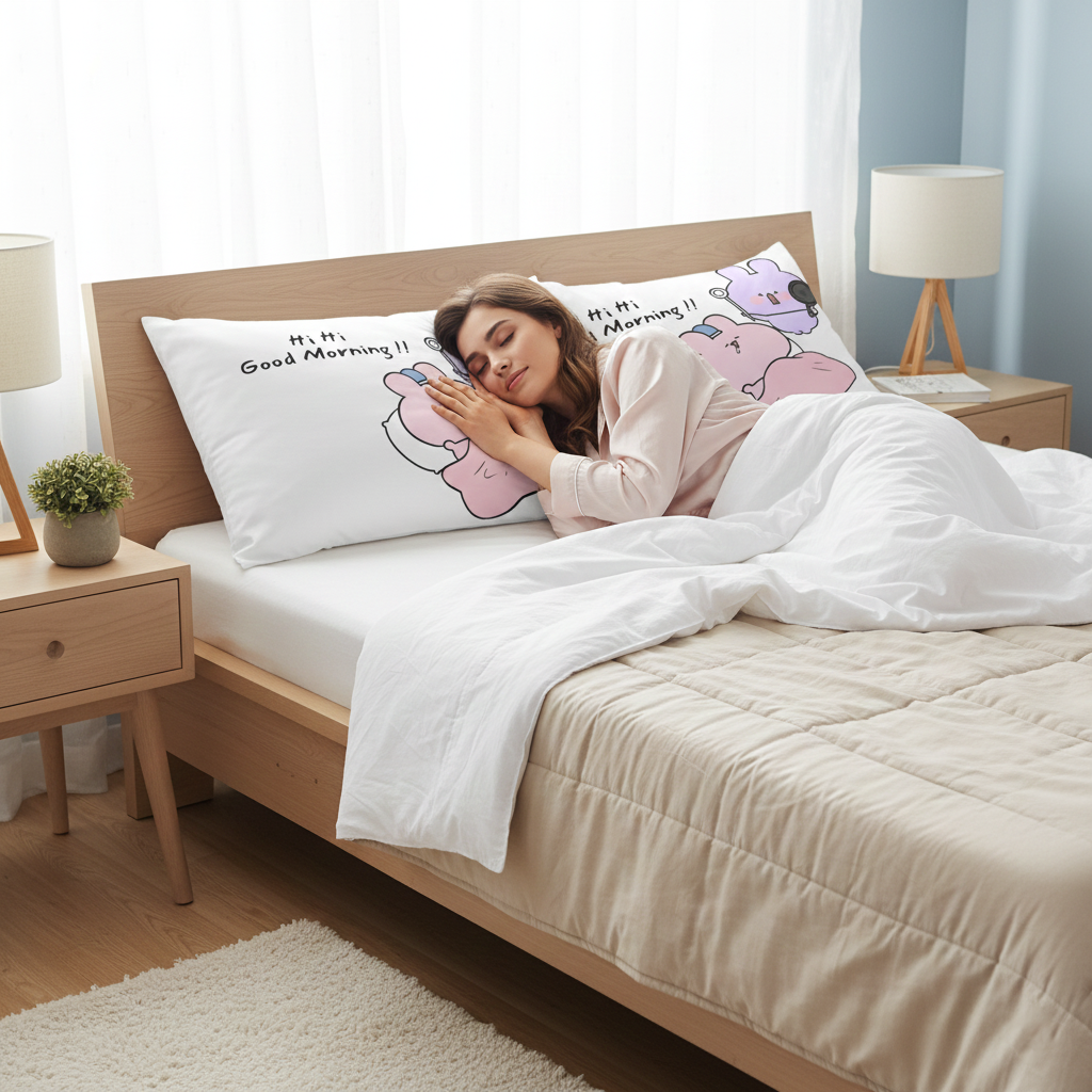 Hi Hi GOOD MORNING (Rectangular Pillow Cover)