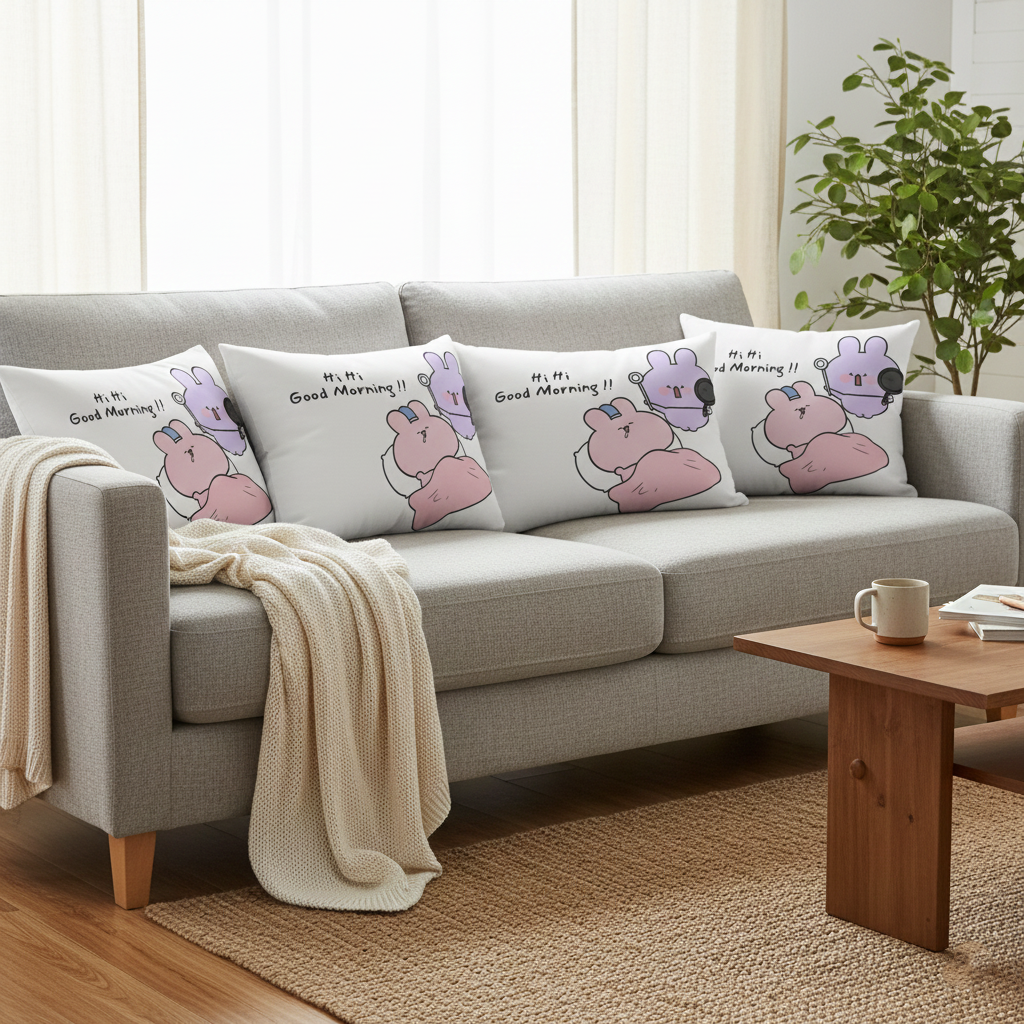 Hi Hi GOOD MORNING (Rectangular Pillow Cover)