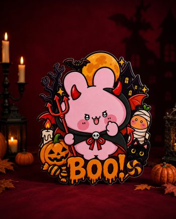 [ASAMIMICHAN] Devil BOO! – Halloween Metal Sign