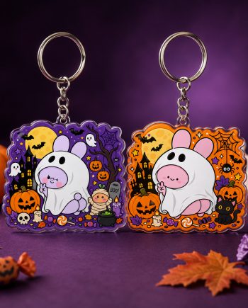 [ASAMIMICHAN] Ghost Halloween – 2-Piece Keychain Set