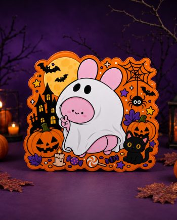 [ASAMIMICHAN] Ghost Halloween – Die-Cut Metal Sign